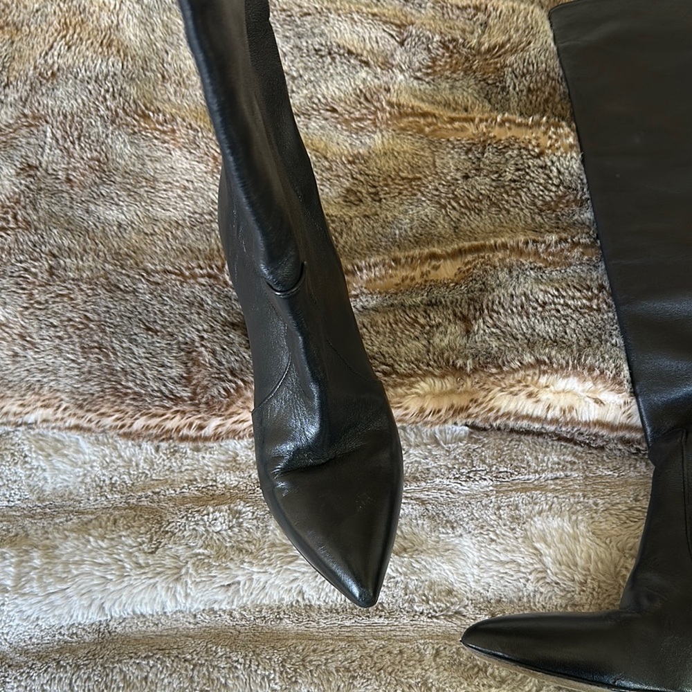 Paris Texas Black Knee-High Leather Boots